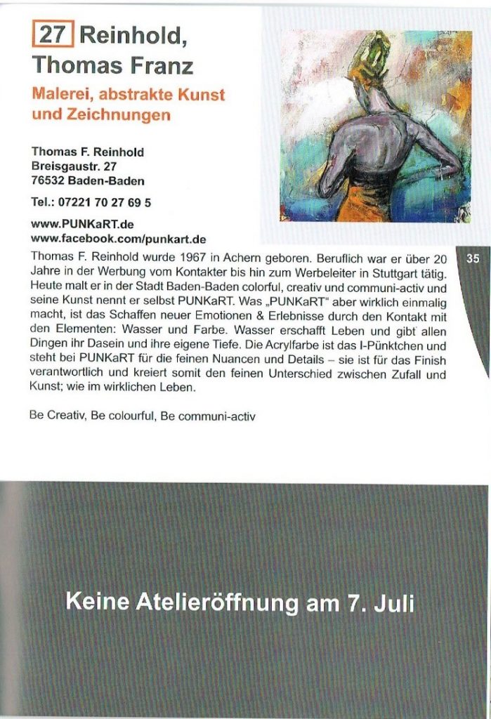 Tag des offenen Ateliers am 06. Juli